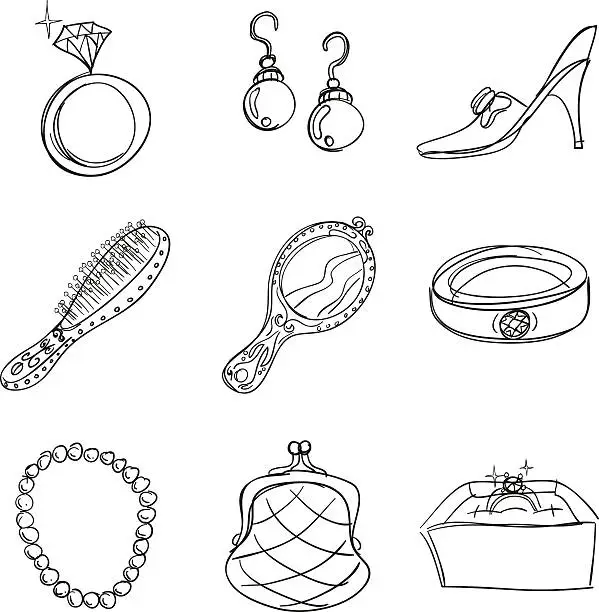 Vector illustration of Accessories collection in sketch style