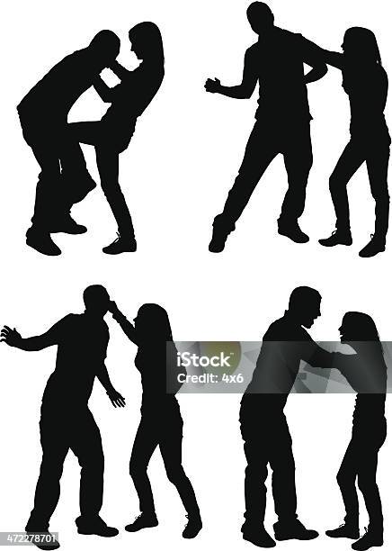 Couples Arguing And Fighting Stock Illustration - Download Image Now - Conflict, In Silhouette, Men