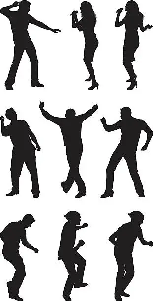 Vector illustration of Young people singing and dancing
