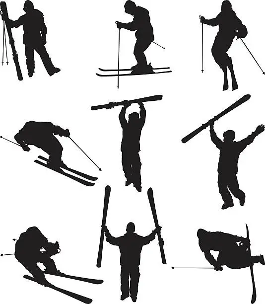 Vector illustration of Extreme snow sports skiing