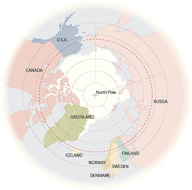 ilustraciones, imágenes clip art, dibujos animados e iconos de stock de mapa del ártico - arctic
