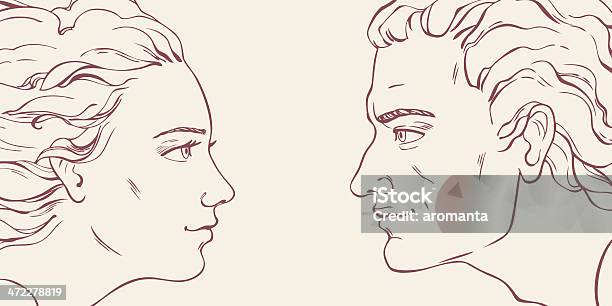 Looking With Love Stock Illustration - Download Image Now - Profile View, Men, Human Face