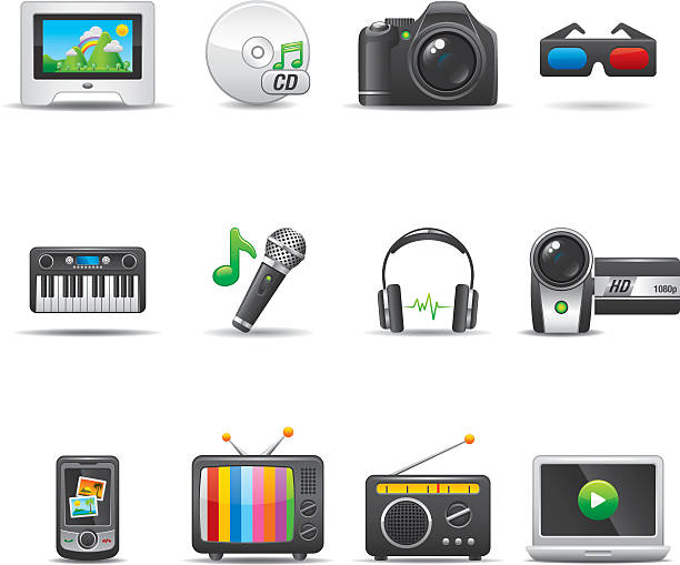 Multimedia Icon Set | Elegant Series Elegant multimedia related icon can beautify your designs & graphic electric piano stock illustrations