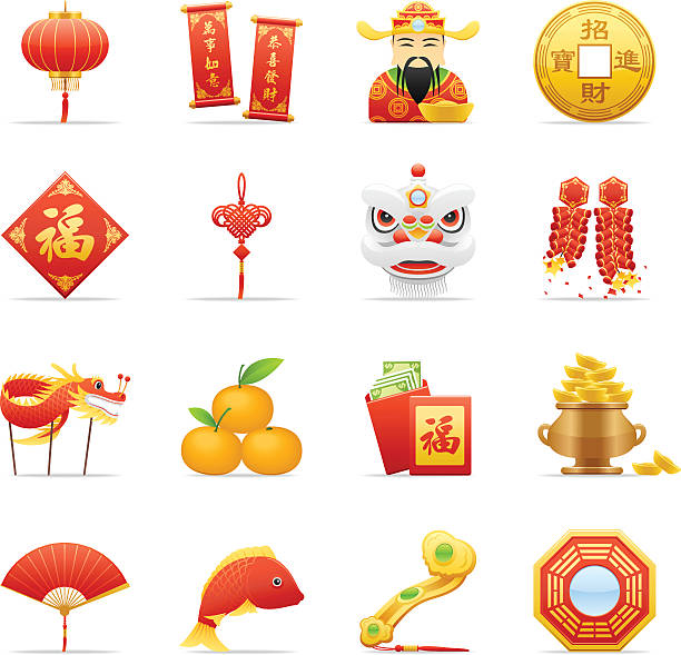 ilustrações de stock, clip art, desenhos animados e ícones de ícones de cor de ano novo chinês - year 2002