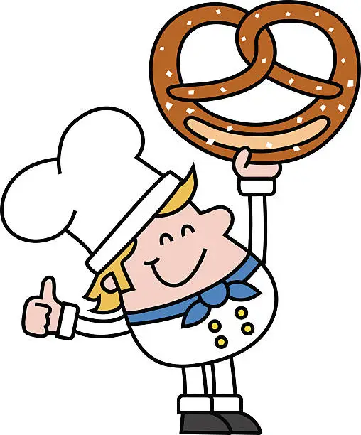 Vector illustration of baker with pretzel