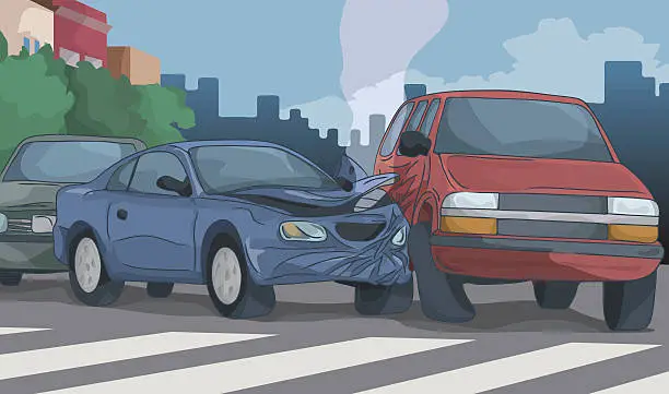 Vector illustration of traffic accident