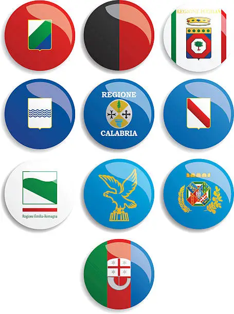 Vector illustration of The flags of Italian regions (Le bandiere delle regioni italiane)