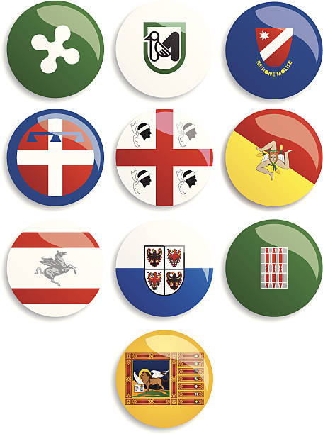ilustrações, clipart, desenhos animados e ícones de as bandeiras italianas de regiões (le bandiere delle regioni italiane - roma province