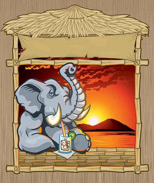 Vector illustration of Elephant at Tropical Bar