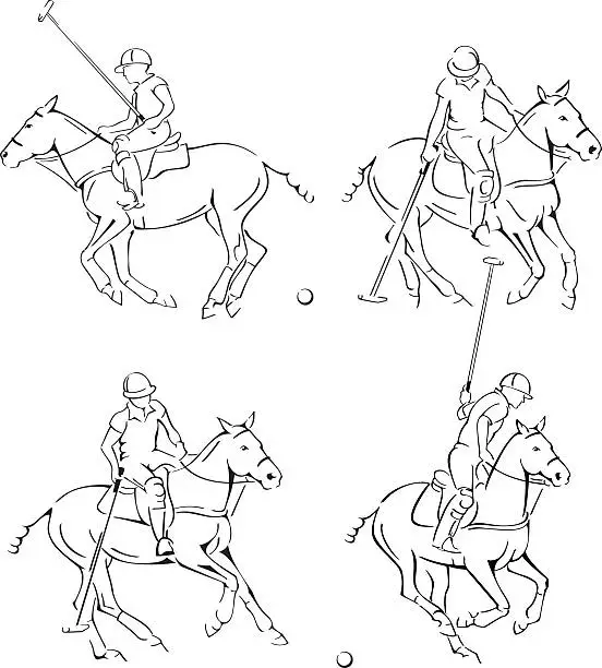 Vector illustration of Polo Player Line Art