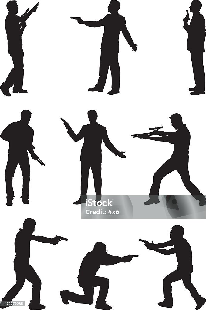 Silhouette men with guns Silhouette men with gunshttp://www.twodozendesign.info/i/1.png Gun stock vector