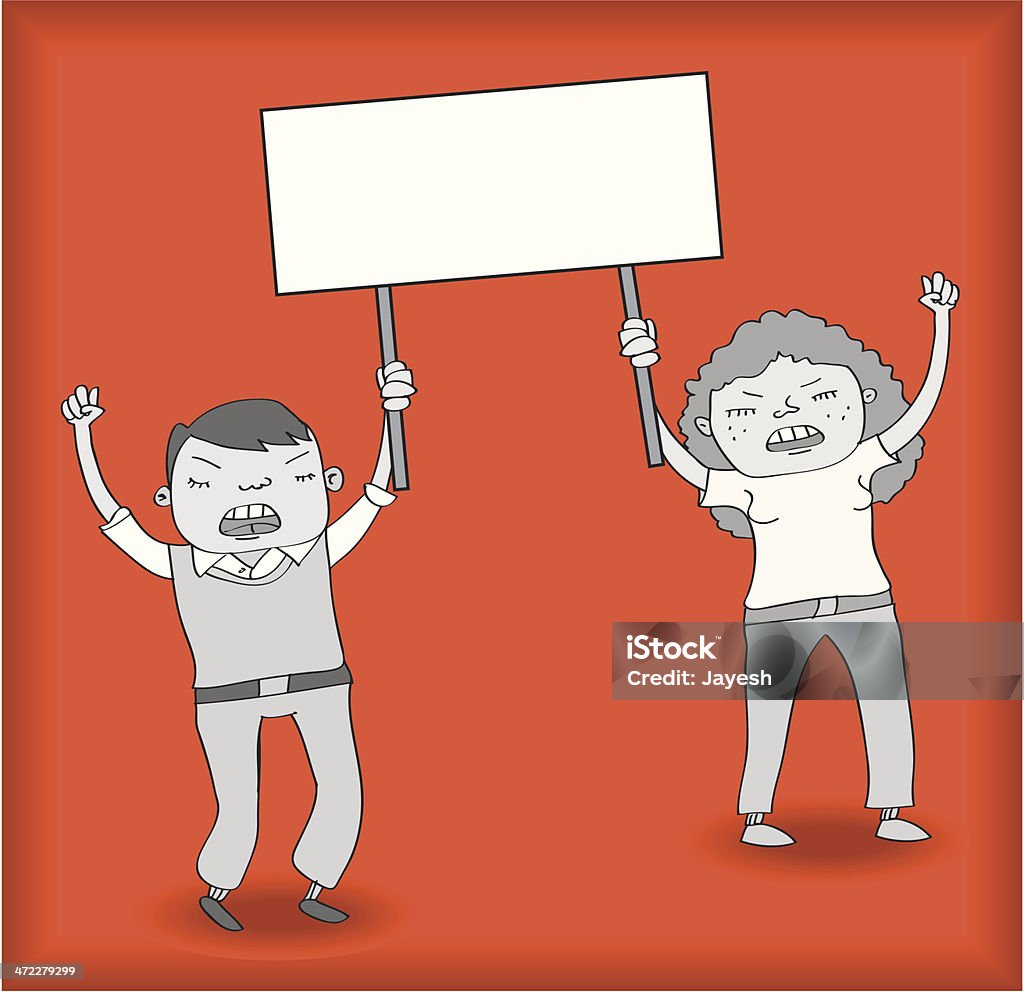 Dwa demonstrantów Holding Sign - Grafika wektorowa royalty-free (Aktywista)