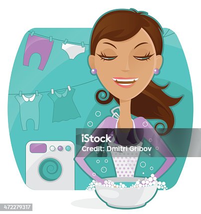 istock Housewife washed clothes 472279317