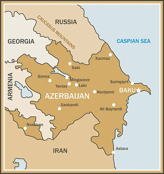 Vector illustration of Map of Azerbaijan