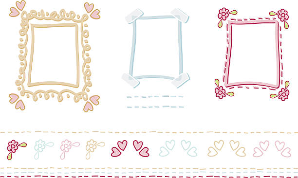 Sketchy Doodle Frames Sketchy hand-drawn doodle frames. Simplistic style. book heart shape valentines day copy space stock illustrations