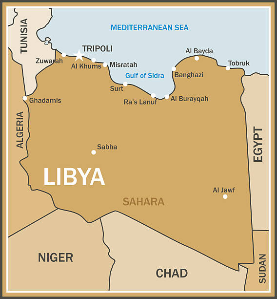 Map of Libya Hand Traced of Libya libya map stock illustrations