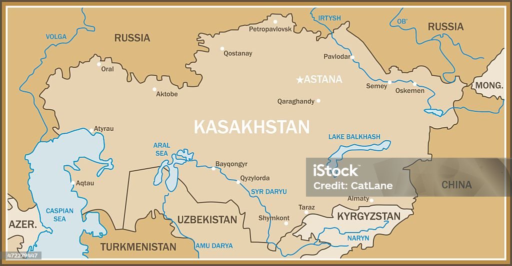 カザフスタンマップ - カザフスタンのロイヤリティフリーベクトルアート