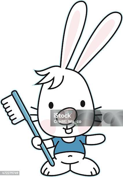 Bunny Mit Zahnbürste Und Gesunde Zähne Comic Stock Vektor Art und mehr Bilder von Tier - Tier, Anthropomorph, Charakterkopf