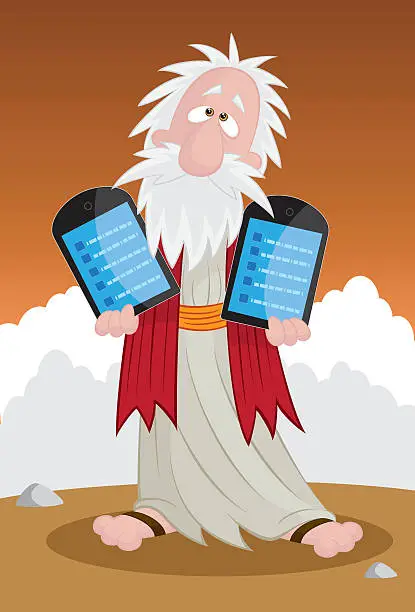 Vector illustration of Moses Holding Modern Tablets