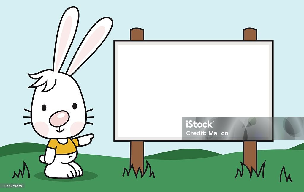 Lächelnd hare Punkte für eine leere Schild - Lizenzfrei Kaninchen Vektorgrafik