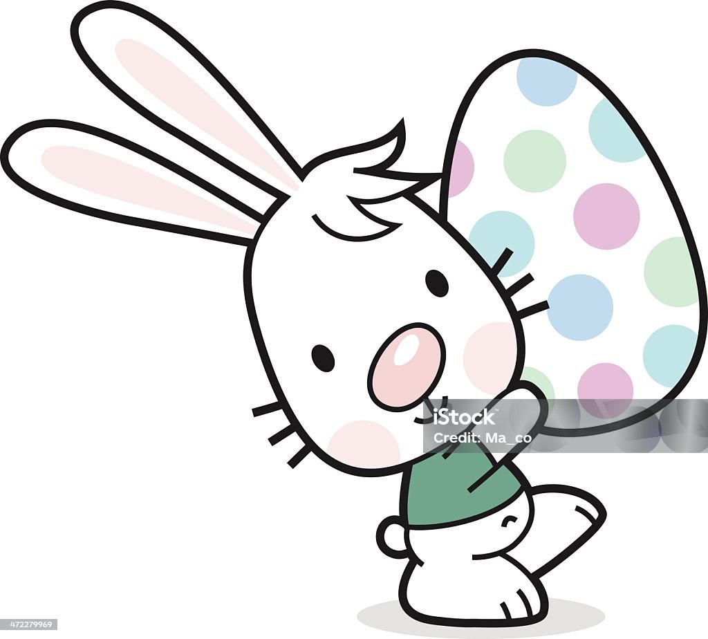 Easter bunny with painted egg vector illustration of a easter bunny with a painted easter egg Animal stock vector