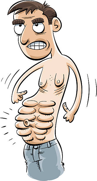 Awesome Abs Stock Illustration - Download Image Now - Abdominal Muscle,  Humor, Men - iStock
