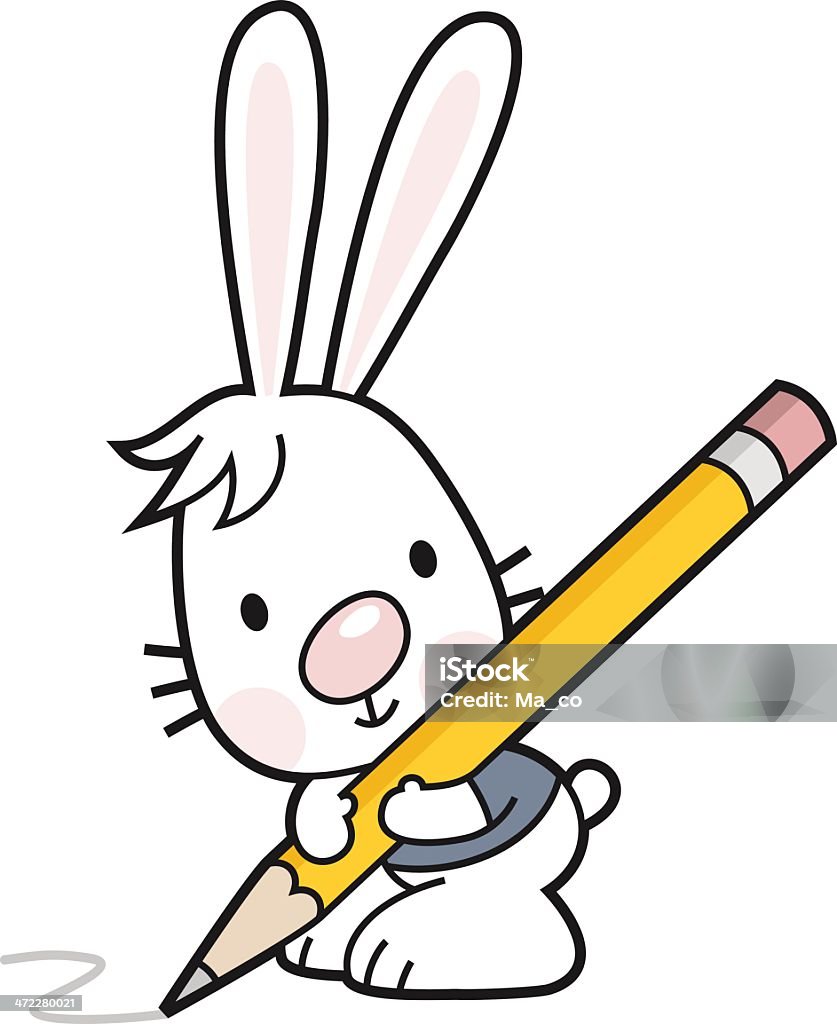 little bunny mit Bleistift - Lizenzfrei Bildung Vektorgrafik