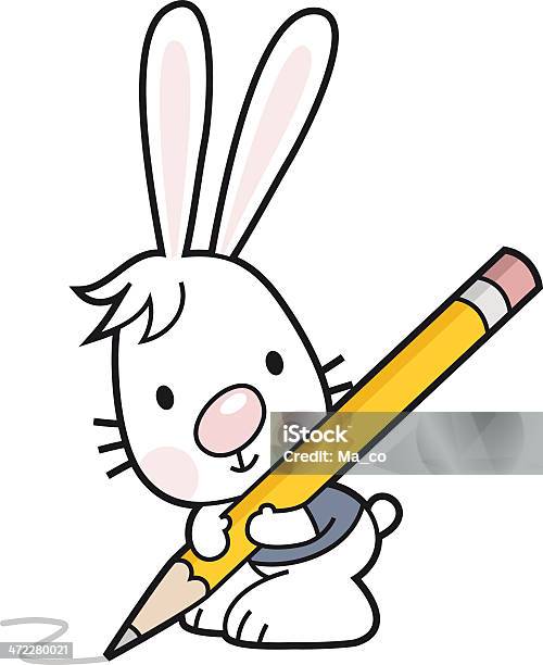 Little Bunny Mit Bleistift Stock Vektor Art und mehr Bilder von Bildung - Bildung, Häschen, Kaninchen