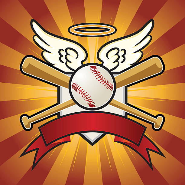 baseball-angel-wappen - heiligenschein symbol stock-grafiken, -clipart, -cartoons und -symbole