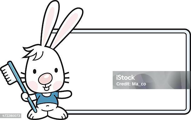 Bunny Mit Zahnbürste Und Blank Sign Stock Vektor Art und mehr Bilder von Niedlich - Niedlich, Kaninchen, Charakterkopf