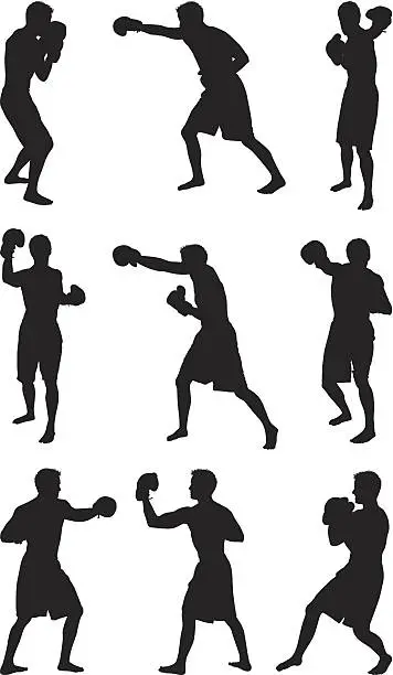 Vector illustration of Silhouette lightweight boxers