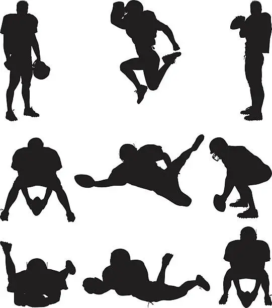 Vector illustration of Football player silhouettes