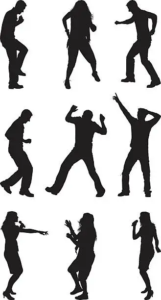 Vector illustration of Young adults dancing