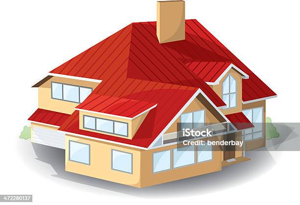 House Stock Vektor Art und mehr Bilder von Dachvorsprung - Dachvorsprung, Außenaufnahme von Gebäuden, Balkon