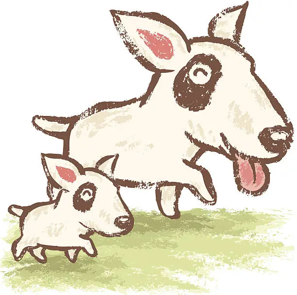 Vector illustration of Parent and child of Bullterrier