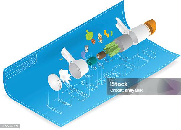 Technical Drawing Stock Illustration - Download Image Now - Computer-Aided Design, Isometric Projection, Plan - Document
