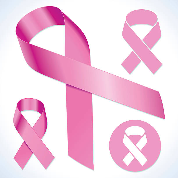 różowy wstążki - white background isolated ribbon awareness ribbon stock illustrations