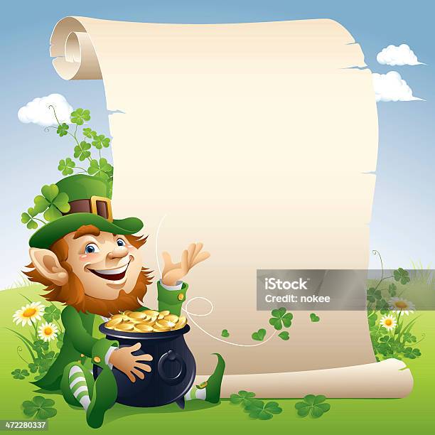 Leprechaun Scroll Stock Illustration - Download Image Now - Leprechaun, Pot Of Gold, Paper Scroll