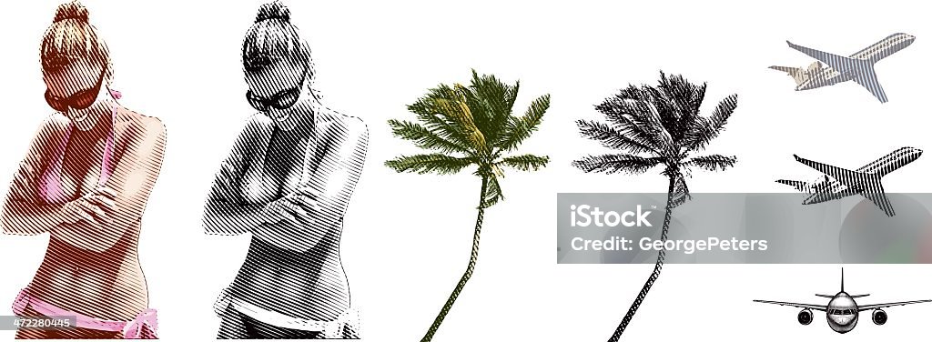 Tropikalna Plaża wakacje elementy projektu - Grafika wektorowa royalty-free (Palma kokosowa)