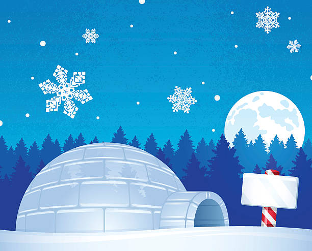 North Pole Igloo North Pole igloo home with copy space. houses in antarctica stock illustrations