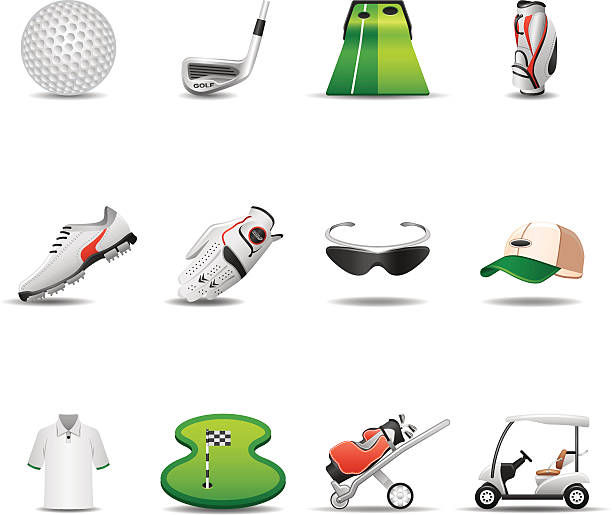 ゴルフのアイコンセットエレガントシリーズ - sports flag flag shadow golf flag点のイラスト素材／クリップアート素材／マンガ素材／アイコン素材