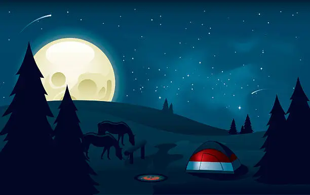 Vector illustration of Campsite at Night