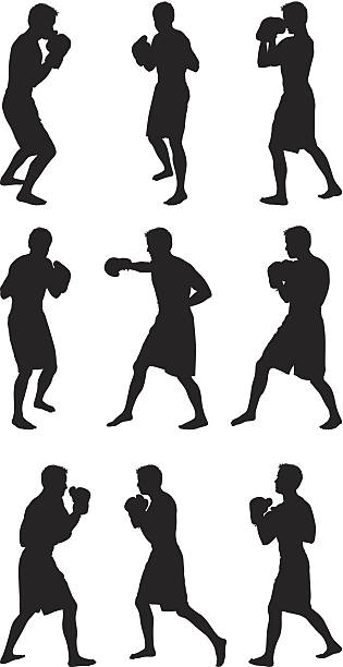 ilustrações de stock, clip art, desenhos animados e ícones de boxer boxing com adversário imaginário - weight class