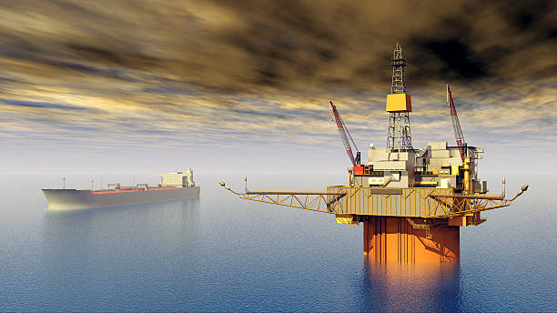 supertankowiec i olej platformy  - oil rig oil well natural gas industrial ship zdjęcia i obrazy z banku zdjęć
