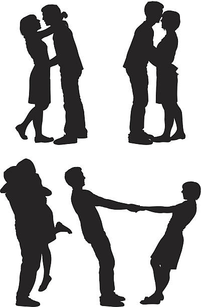 幸せなカップルのなる融合 - love computer graphic dancing people点のイラスト素材／クリップアート素材／マンガ素材／アイコン素材