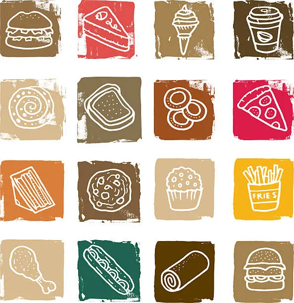 Vector illustration of Doodle food icon block set