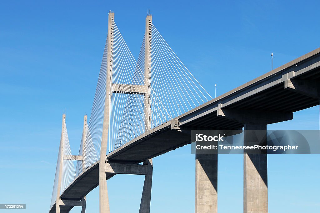 Suspension bridge at Brunswick, GA Modern Sidney Lanier bridge in Brunswick, GA Georgia - US State Stock Photo