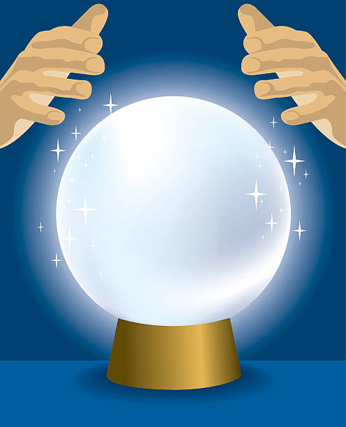 Cartoon Of A Crystal Ball With Hands Hovering Over It Stock Illustration -  Download Image Now - iStock