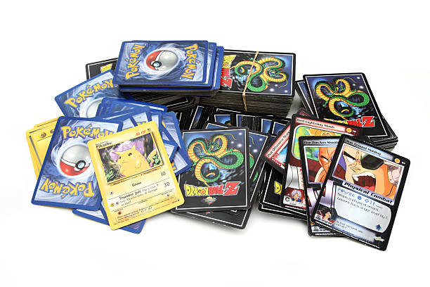 DragonBallZ and Pokemon trading game cards stock photo