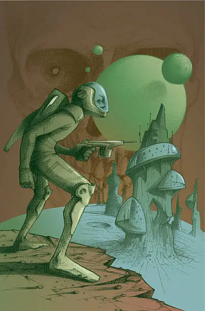 Vector illustration of Captain Dandy and the mars revenge smackdown